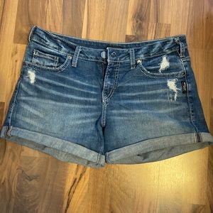 Silver Jeans Co. Stonewashed distressed denim shorts